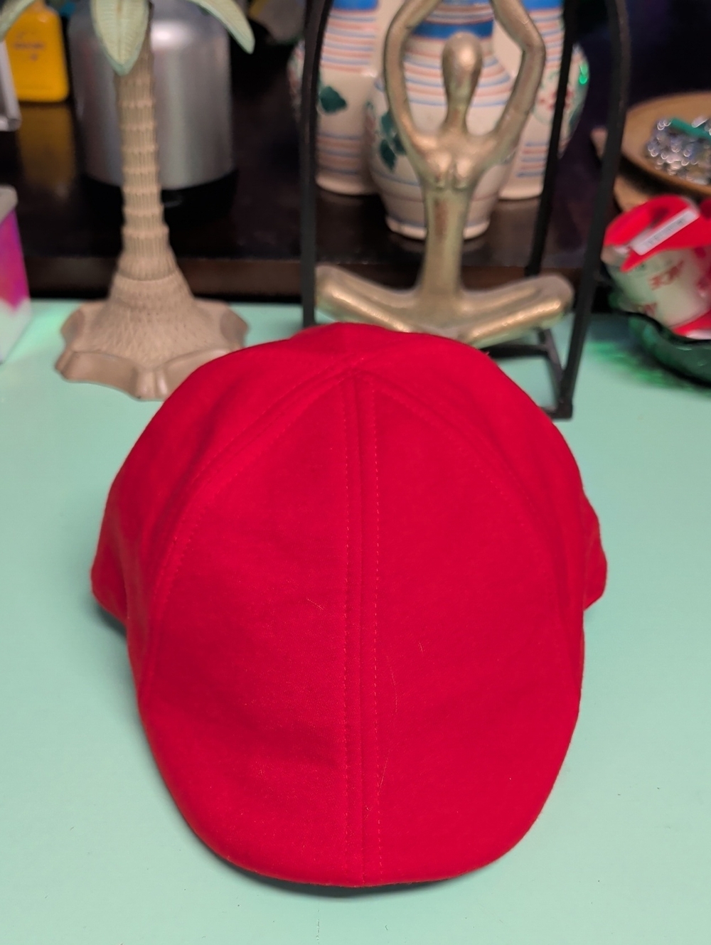 Men's Red Flat Cap - Classic Cotton Hat